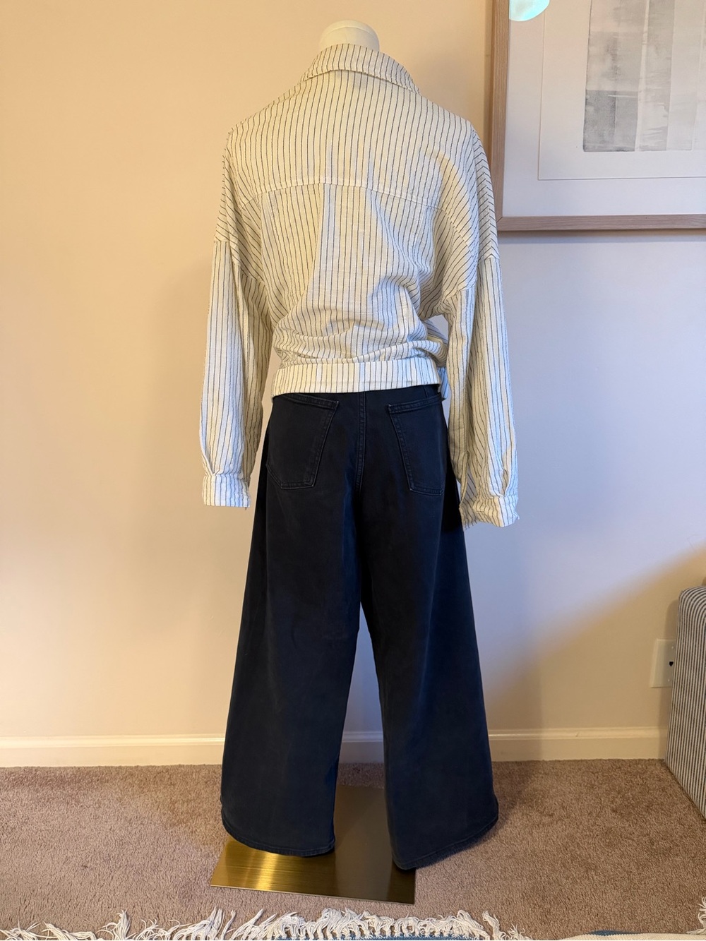 Women's Pinstripe Casual Jacket 100% Cotton - Picture 4 of 6